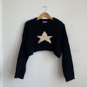 Edikted Star Sweater Chunky Crop Pullover